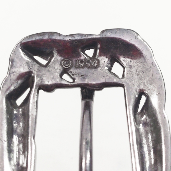 Vintage Onyx Brown Leather Belt with Western Silver Buckle, Loop & Tip- Size 30 - Picture 8 of 11